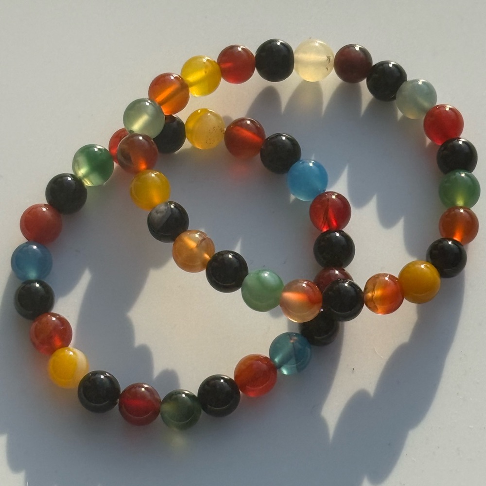 Multicolor Agate Bead Stretch Bracelet